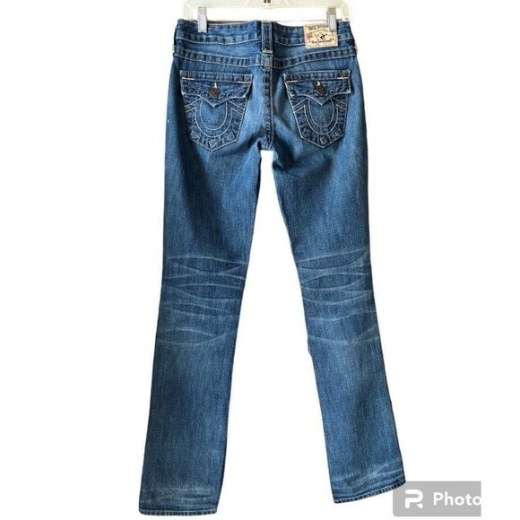 True Religion Jeans Women’s 26 Disco Billy Big T Flap Pockets Distressed - Picture 2 of 13